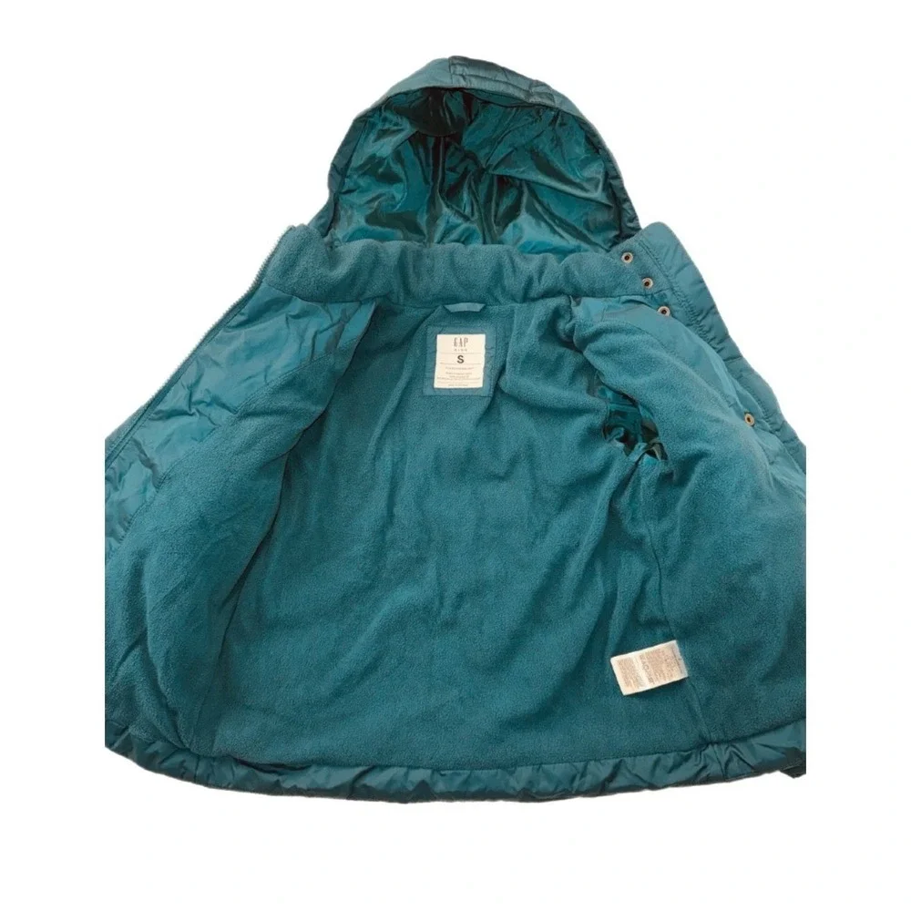 NWT Gap Puffer Jacket Kids Size‎ S Teal Cold Control Max Water Resistant Coat